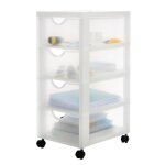 Iris ohyama tour de rangement � roulettes en plastique 4 tiroirs moyens blanc dddc - 004