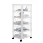 Iris ohyama tour de rangement � roulettes en plastique 5 tiroirs moyens blanc dddc - 005