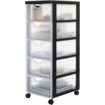Iris ohyama tour de rangement � roulettes en plastique 5 tiroirs moyens noir dddc - 005