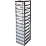 Iris ohyama tour de rangement plastique sur roulettes a4 12 petits tiroirs noir dc - 012
