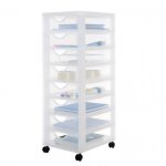 Iris ohyama tour de rangement � roulettes en plastique 8 petits tiroirs blanc dddc - 380