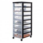 Iris ohyama tour de rangement � roulettes en plastique 8 petits tiroirs noir dddc - 380