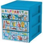 Iris ohyama armoire de rangement 3 tiroirs de 2l avec roues alphabet l26 x l19 x h22 cm