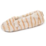 Isotoner chaussons semelle antidrapante beige tigr femme