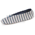 Isotoner chaussons ultra confortables semelle en cuir détail grand n?ud rayure marinière femme Isotoner chaussons ultra confortables semelle en cuir détail grand n?ud rayure marinière femme
