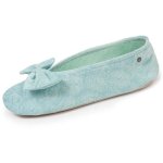Isotoner chaussons ultra confortables semelle en cuir dtail grand n?ud vert deau femme
