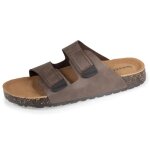 Isotoner sandales  brides ultra confortables  scratch semelle intrieure cuir marron homme