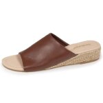 Isotoner mules � talon 3 cm bandeau cognac femme
