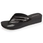 Tongs - isotoner - noir femme - talon 4cm - tige perle - confort unique