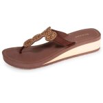 Isotoner tongs  talon de 4 cm confortables et lgres marron femme