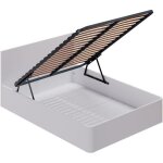 Izan lit coffre adulte - 160x200 cm - mélaminé blanc - sommier inclus Izan lit coffre adulte - 160x200 cm - mélaminé blanc - sommier inclus