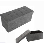 Iztoss canap pouf avec coffre de rangement - gris - 110 x 38 x 38 cm - simili cuir - max 300 kg