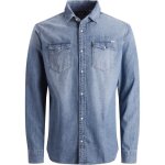 Chemise en jean homme - jack & jones - denim bleu moyen - manches longues - col chemise - regular