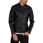 Veste en daim - jack & jones - rocky - noir - poches zippes - col boutonn