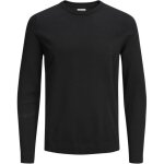 Pull slim en tricot - jack & jones - noir - col classique - 100% coton - confortable