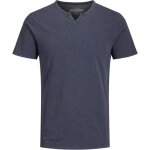 T - shirt - jack & jones - bleu marine - manches courtes - col tunisien - 100% coton