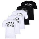 T - shirt homme - jack & jones - paquet de 5 - blanc / noir - regular - manches courtes - homme - coton ...