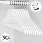 Jago cintres en bois - lot de 30 crochet pivotant  360 longueur 445 cm blanc - cintres pour pantalons ...