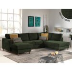 Jake - canap� panoramique dangle droit - convertible avec coffre - 7 places - en velours c�tel� - vert ...