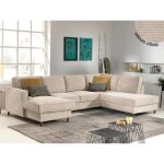 Jake - canap panoramique dangle droit - convertible avec coffre - 7 places - en velours ctel - beige ...