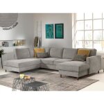 Jake - canap panoramique dangle gauche - convertible avec coffre - 7 places - en velours ctel - gris ...