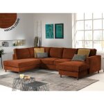 Jake - canap panoramique dangle gauche - convertible avec coffre - 7 places - en velours ctel - rouille ...