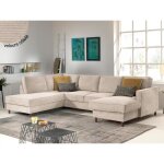 Jake - canap panoramique dangle gauche - convertible avec coffre - 7 places - en velours ctel - beige ...