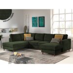 Jake - canap panoramique dangle gauche - convertible avec coffre - 7 places - en velours ctel - vert ...