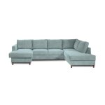 Jake - canap panoramique dangle droit - convertible avec coffre - 7 places - en velours ctel - bleu ...