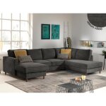 Jake - canap panoramique dangle droit - convertible avec coffre - 7 places - en velours ctel - gris ...