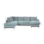 Jake - canap� panoramique dangle gauche - convertible avec coffre - 7 places - en velours c�tel� - bleu ...