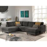Jake - canap panoramique dangle gauche - convertible avec coffre - 7 places - en velours ctel - gris ...