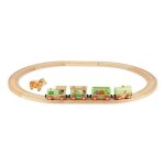 Jouet en bois - janod - story train ferme - 1 locomotive - 3 wagons - 10 rails inclus