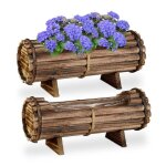 Relaxdays jardinire en bois pot de fleurs en lot de 2 avec film hlp 18 x 40 x 14 cm extrieur & intrieur ...