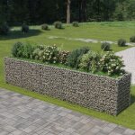 Jardinire en gabion rectangulaire vidaxl - acier galvanis - 450x90x100 cm - argent