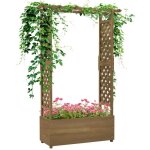 Jardinière - outsunny - avec treillis et arche - trou de drainage - pour plante grimpante - bois massif ... Jardinière - outsunny - avec treillis et arche - trou de drainage - pour plante grimpante - bois massif ...