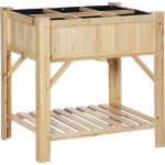 Jardinire sur pieds carr potager avec tagre dim. 78l x 58l x 81h cm 6 compartiments feutre drainage ...