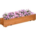 Jardini�re rectangulaire - outsunny - bois carr� potager � suspendre avec 2 crochets balcon - bois - ...