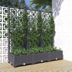 Jardinière avec treillis - vidaxl - gris foncé - 120x40x1215 cm - plastique résistant - idéale pour extérieur ... Jardinière avec treillis - vidaxl - gris foncé - 120x40x1215 cm - plastique résistant - idéale pour extérieur ...