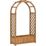 Jardini�re rectangulaire - outsunny - sur pied avec treillis et arche bois sapin pr� - huil� - bois - ...