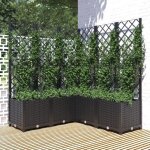 Jardinire avec treillis - vidaxl - noir - 120x120x136 cm - plastique rsistant - idale pour extrieur ...