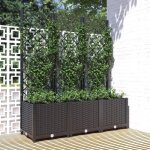 Jardinière avec treillis - vidaxl - noir - 120x40x136 cm - plastique résistant - idéale pour extérieur ... Jardinière avec treillis - vidaxl - noir - 120x40x136 cm - plastique résistant - idéale pour extérieur ...
