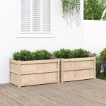 Jardinires - vidaxl - bois de pin massif - rectangulaire - beige et noir - grande capacit