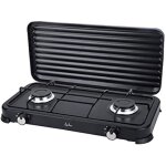 Jata jecg2702 cuisini�re � gaz portable � 2 feux avec gril convient pour butane et propane avec couvercle ...