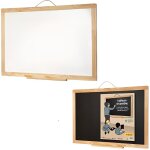 Jb bois grand tableau mural double face 78x54 cm + ramasse craie mixte