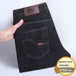 Jean ample droit pour hommes pantalon long dcontract  taille haute lastique pour hommes noir