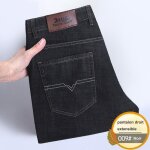 Jean ample droit pour hommes pantalon long décontracté à taille haute élastique pour hommes noir Jean ample droit pour hommes pantalon long décontracté à taille haute élastique pour hommes noir