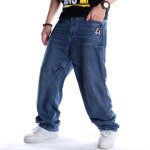 Jeans amples pour hommes mode broderie jeans  jambes larges couleur claire fonc street dance skateboard ...