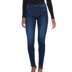 Jeans bleu skinny femme - jacqueline de yong - new nikki - taille haute - 5 poches - tissu stretch Jeans bleu skinny femme - jacqueline de yong - new nikki - taille haute - 5 poches - tissu stretch