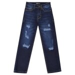 Jean boot cut enfant gar�on - a2 z 4 kids - coupe ample - coton confortable - bleu fonc�